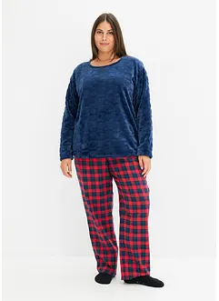 Fleece Pyjama mit Flanellhose, bonprix