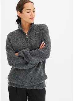 Troyer Pullover mit Ajourmuster, bonprix