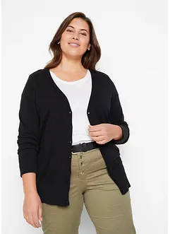 Gilet basique en maille fine avec patte de boutonnage, bonprix