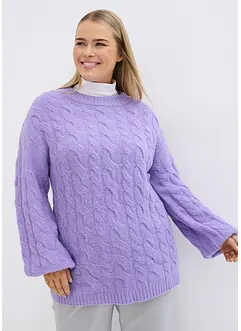 Oversize-Pullover mit Zopfmuster, bonprix