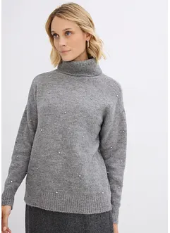 Rollkragenpullover mit Strasssteinen, bonprix