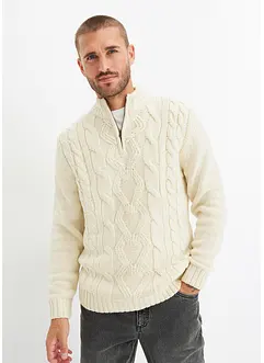 Troyer Pullover mit Zopfmuster, bonprix