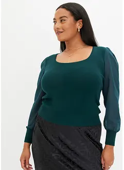 Pullover mit Chiffonärmeln, bonprix