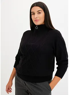 Troyer Pullover mit Zopfmuster, bonprix