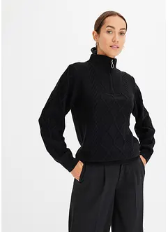 Troyer Pullover mit Zopfmuster, bonprix