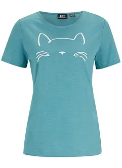 Kurzarmshirt mit Katzen-Druck, bonprix