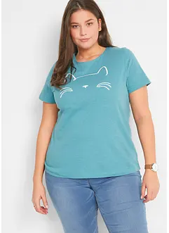 Kurzarmshirt mit Katzen-Druck, bonprix