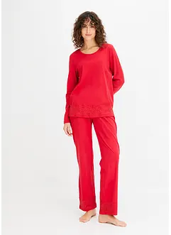 Pyjama aus weicher Baumwolle mit Spitze, bonprix