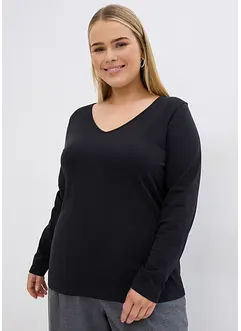 Lot de 2 T-shirts manches longues près du corps, bonprix