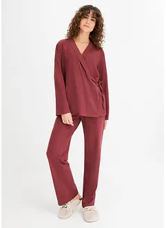 Pyjama à col châle en coton doux, bonprix