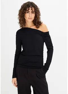 Shirt mit asymmetrischem Ausschnitt und Raffungen, bonprix