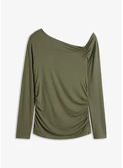 Shirt mit asymmetrischem Ausschnitt und Raffungen, bonprix