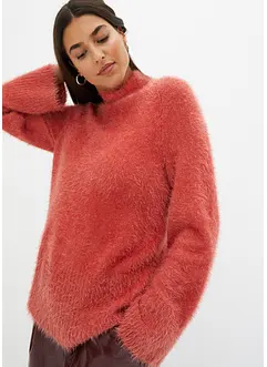 Pull boxy en fil plume à manches larges, bonprix