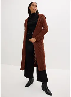 Veste longue en maille torsadée, bonprix