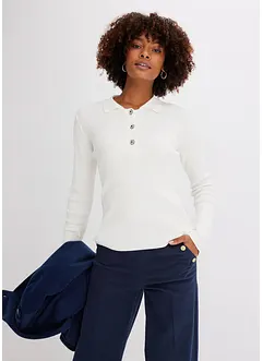 Polo-Strickshirt mit Schmuck-Knöpfen, bonprix