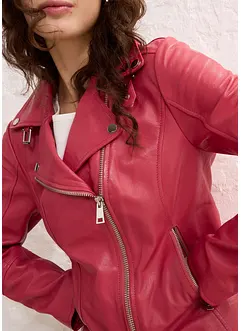 Veste biker en cuir d'agneau nappa, bonprix