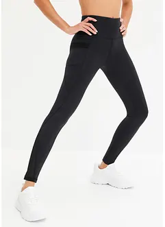 Komfort-Sport-Leggings mit transparentem Mesh und Handytasche, bonprix