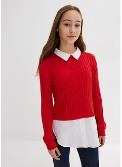 Pullover mit Blusenbesatz, bonprix