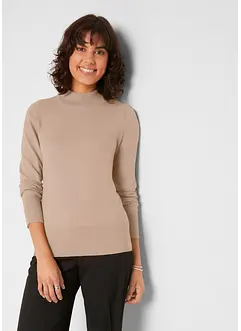 Basic Pullover mit Stehkragen mit recycelter Baumwolle, bonprix