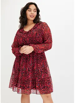 Robe en mesh imprimé à volants, bonprix