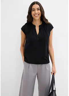T-shirt à col tunisien en viscose mélangée, bonprix
