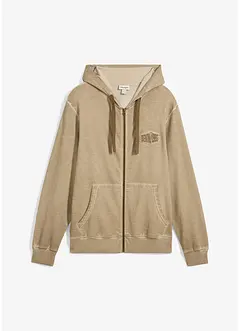 Sweat zippé à capuche au look délavé, bonprix