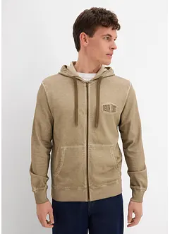 Sweat zippé à capuche au look délavé, bonprix