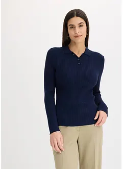 Ripp-Strickpullover mit Polokragen, bonprix