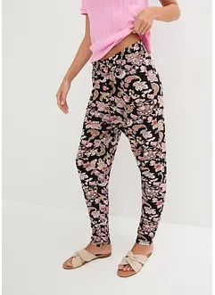 Pantalon taille haute en jersey de viscose à ceinture smockée, bonprix