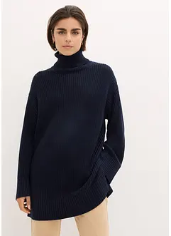 Pull col roulé oversize en coton mélangé, bonprix