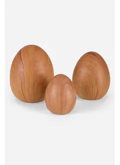 Objet déco Lot de 3 œufs de Pâques aspect bois, bonprix