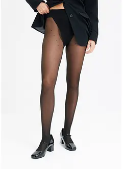 Collant à pois et ceinture confort 30den, bonprix