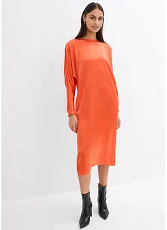Midikleid mit Fledermausärmeln aus fließendem Satin, bonprix