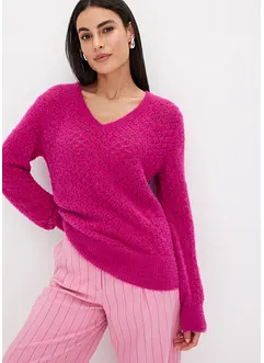 Ajour-Pullover mit Federgarn, bonprix