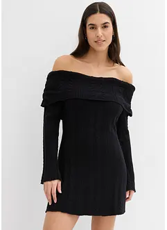 Robe en maille à encolure Bardot, bonprix