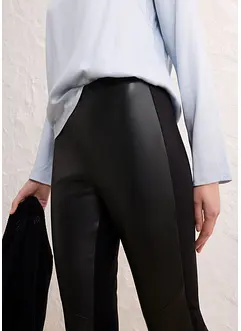 Legging en cuir d'agneau nappa à empiècement élastique, bonprix