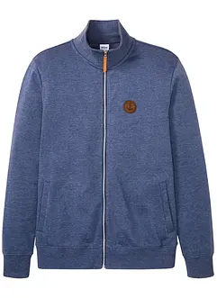 Stehkragen-Sweatjacke mit Lederimitat-Details, bonprix