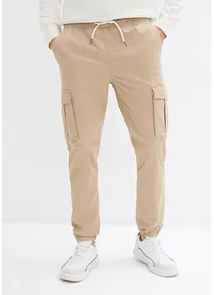 Pantalon droit stretch taille élastiquée et poches cargo, Slim Fit, bonprix