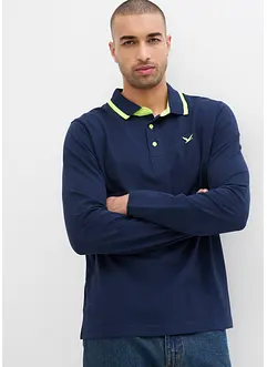 Polo en maille piquée avec détails fluo, manches longues, bonprix