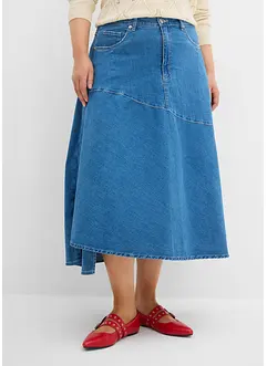 Jupe midi en jean, taille haute, bonprix