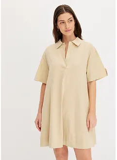 Hemdblusenkleid aus elastischem Bio-Baumwoll-Mix, bonprix