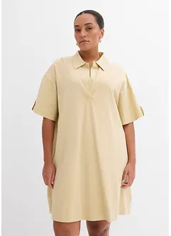 Hemdblusenkleid aus elastischem Bio-Baumwoll-Mix, bonprix
