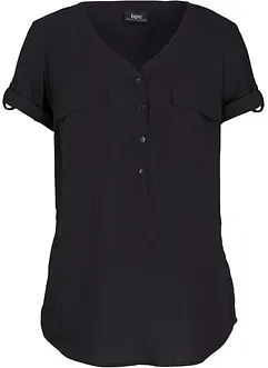 Bluse mit V-Ausschnitt, kurzarm, bonprix