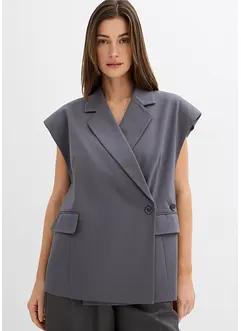 Long gilet sans manches à épaulettes, bonprix