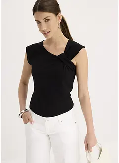T-shirt en coton extensible avec détail twisté, bonprix