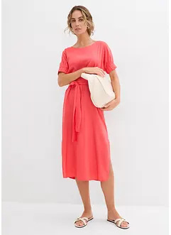 Robe midi avec ceinture et manches à finitions élastiquées, bonprix