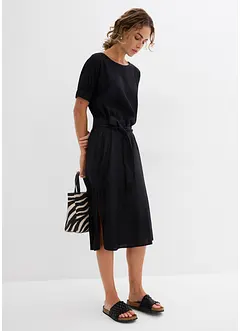 Robe midi avec ceinture et manches à finitions élastiquées, bonprix