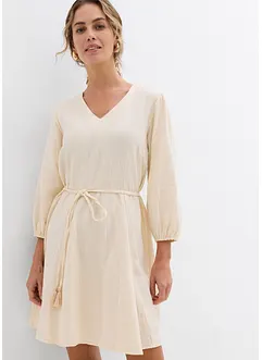 Robe courte patineuse avec ceinture à nouer et manches 3/4 amples, bonprix