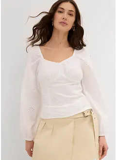Blouse à broderie anglaise, 100% coton, bonprix