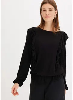 Blouse volantée en jersey, bonprix